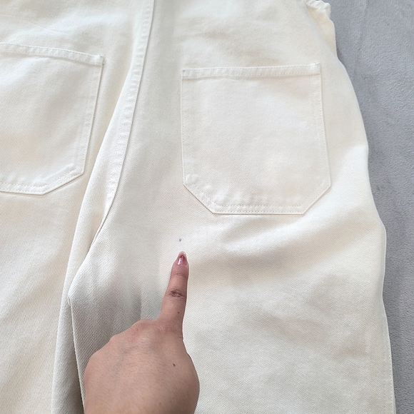 Reformation Benji Overalls Denim Cream Ivory size 10 - Picture 8 of 15